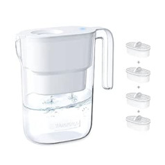 Waterdrop Elfin NSF Certified 2.5L Fridge Water Filter Jug with 4 x 90 Day Filter Cartridge, Reduces Fluoride, Chlorine and More, BPA Free, White (Replacement Filter: WD-PF-01A Plus)