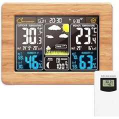 AOZBZ Wireless Weather Station with Outdoor Sensor, Indoor and Outdoor Thermometer with Time, Digital Thermometer, Temperature, Humidity, Barometer, Alarm Clock