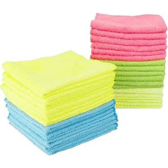 Leviatan Microfibre Cloths, Microfibre Cleaning Cloths, Microfibre Cloth, Multi-Purpose Cloths, Microfibre Blue, Yellow, Pink, Green, Purple, 40 x 40 cm