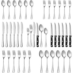 Soleebee Cutlery Set for 6 People, 36 Piece Stainless Steel Cutlery Mirror Polished with Steak Knife Fork Spoon, Dishwasher Safe Cutlery Set for Home, Wedding, Banquet