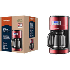 Grundig KM 6330 Coffee Machine Red Sense Digital Clock Programmable Start Time Metallic Red, Single, red