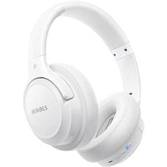 BERIBES Bluetooth Headphones Over Ear, 65 Hours Headphones Wireless Bluetooth with 6 EQ Modes, HiFi Stereo, Built-in Microphone, Foldable Wireless Headphones for Mobile Phones/iPad/Laptops/PC (White)