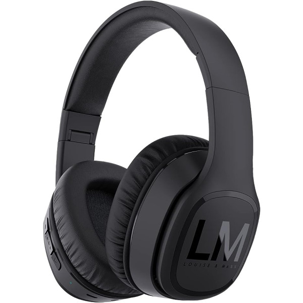 Louise&Mann Wireless Headphones Over-Ear, Foldable Wired & Wireless Headset with Microphone, Huge Playtime, Soft Ear Pads & Carry Bag for Mobile Phone, PC, TV