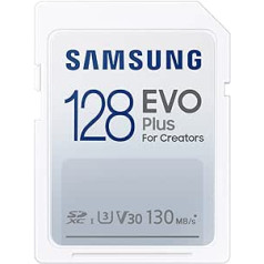 Samsung EVO Plus 128GB SDXC UHS-I U3 Full HD 130MB/s Read Memory Card for SLR and System Cameras MB-SC128K/EU