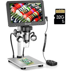 Dcorn 7 Inch LCD Digital Microscope 1200X, 12MP 1080P Microscope for Adults Soldering Coins, LCD Microscope with Screen Microscope with 10 LED Fill Lights, Windows/Mac Compatible, 32GB TF Card