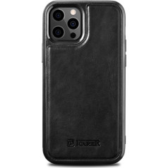 Icarer Чехол обтянутый натуральной кожей для iPhone 12 Pro Max Leather Oil Wax черный