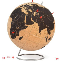 Suck UK Cork Ball, Desk Cork Board, Decorative Globe for Home, Office, Educational World Map & Pin Board, Office Supplies & Travel Accessories, Travel Gifts, Extra Large