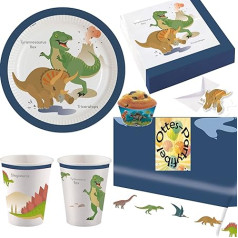 HHO Dinosaur Dinosaur Party Set 110 Pieces Plates cups napkins 2 tablecloths invitation muffins for 16 guests