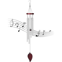 Songjum Wind Chimes with 6 Aluminium Alloy Tubes and Hooks Wind Chimes Metal with Wooden Leaf Pendant Wind Chimes for Outdoor Hanging Home Patio Garden Tree Indoor Outdoor
