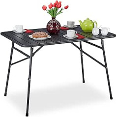 Relaxdays Folding Garden Table, Patio Table, Metal, HBT 74.5 x 110 x 70.5 cm, Square, Folding Table, Weatherproof, Anthracite