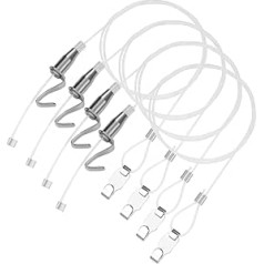 UIHOL 4 Pieces Picture Hanging Wire Rope Invisible with Adjustable Photo Hook + S Metal Hooks for Picture Rail Frame Hanging System Art Gallery Picture Display Kit 1m