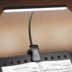 Glocusent 57 LED Super Bright Music Stand Light, Eye Care Clip Piano Lamp, 3 Colours & 5 Brightnesses, USB-C Chargeable, Long Life Up to 140 Hours, Perfect for Piano, Sheet Music, Guitar