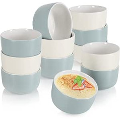 com-four® 12 x Ragout Fin Bowls, Ovenproof Moulds in Grey and Beige, Creme Brulee Bowls, Dessert Bowl, Each 320 ml, Dishwasher Safe (Pack of 12, 320 ml, Grey/Beige)