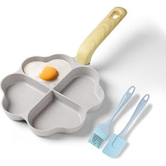Riovarm 4-Hole Heart Shape Egg Pan Non-Stick Coating Granite Small Pans Induction Frying Pan Creative Cute Omelette Pan without PFOA Healthy Pancake Pan for Breakfast