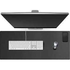 Cacoy Schreibtischunterlage aus Leder, 100x40cm Multifunktionale Tischunterlage, Doppelseitige Leder Mauspad, wasserdichte Schreibtischmatte, Büro und Zuhause Schreibtischschutz (Schwarz)