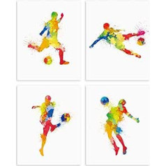 ANHUIB Watercolour Football Poster, Children's Room Wall Pictures, Football Picture Set for Teenagers Boys Bedroom, Football Poster Set, Sports Picture Canvas for Living Room, Wall Decoration, Gift,