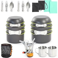 Toboli Camping Tableware Set 16 Pieces Cookware for Outdoor Cooking Equipment with Cutlery and Cups