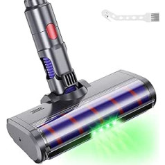 EVARY Motorised Electric Turbo Brush Compatible with Dyson V7, V8, V10, V11, V15, Soft Roller Floor Brushes Accessories with Direct Drive and 4 LED Lights for Hard Floors