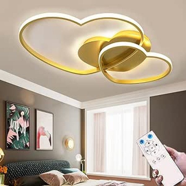 RRBEST Dimmable LED Ceiling Light, Heart-Shaped Modern Design, Ceiling Light with Remote Control, Living Room Lighting, Suitable for Children's Room, Dining Room and Kitchen