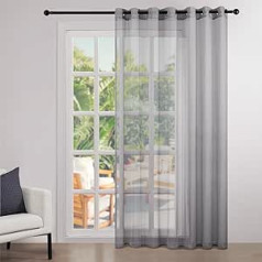 Topfinel Voile Curtains with Eyelets for Living Room or Bedroom Windows Linen Texture Transparent Plain Modern and Elegant Curtains Pack of 1
