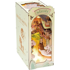 Rolife 3D Book Nook Kit Falling Sakura Decorative Bookends Holder Model Kits Dollhouse Bookshelves Room Decoration Gifts for Teenagers Girls Boys Women 240 Pieces (TGB05)