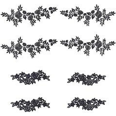 WEBEEDY 4 Pieces Lace Applique Flower Lace Embroidery Neckline Patch Applique Black Lace Trim Collar for DIY Craft Sewing Costume Art Craft Projects