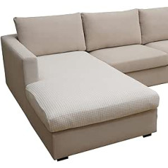 Eismodra Sofa Cover L Shape, Sofa Cover 3-Seater, Stretch Seat Cushion Cover, Couch Throw Blanket, Sofa Protector, Sofa Throw, Elastic Cover for L-Shape, Cream White, Chaise Lounge (1 Piece)