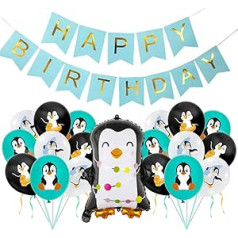 Penguin Birthday Decoration Party Penguin Party Supplies, Penguin Birthday Foil Balloon Penguin Happy Birthday Banner Penguin Balloon, Baby Shower Winter Polar Penguin Theme Party