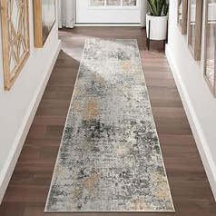 TALETA Kitchen Rug, Kitchen Runner, Hallway Rug Runner, Non-Slip, Washable in Washing Machine, Modern Rug Runner for Kitchen, Patios, Entrance, Hallway, Grey, 80 x 300 cm