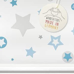 LOVELY LABEL Wall Sticker for Children's Room I Made in Germany I Baby Room Decoration I Design Wall Sticker Girls & Boys I Stars I Blue Grey White