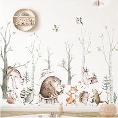 DEKO KINDERZIMMER Wall Sticker XXL Forest Animals with Tree Wall Sticker for Baby Room Wall Sticker Children's Room Wall Decoration DK1117-06