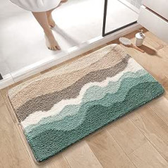 Yanen Bathroom Rugs, Extra Soft, Absorbent Microfibre Shower Mats, Non-Slip, Thick Plush Bath Mat, Bath Mats for Bathroom Floor, Bathtub and Shower (50 x 80 cm, Ivory Beach)