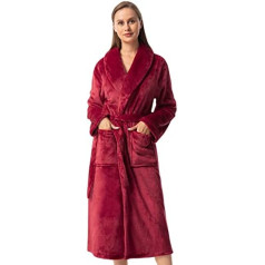 vislivin Fleece Bathrobe Women's Long Bathrobe Fluffy Dressing Gown Shawl Collar Sauna Gown Women Robe