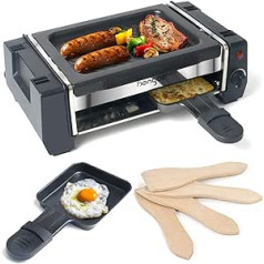 Raclette Grill for 2 People with Non-Stick Coating Grill Plate 2/3 Mini Raclette Pans, 500W/700W