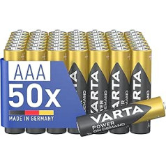 VARTA Batteries AAA Pack of 50, Power on Demand, Alkaline, 1.5 V, Storage Pack, Smart, Flexible, Powerful, Ideal for Computer Accessories, Smart Home Devices, Made in Germany [Exclusive to Amazon]