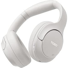 TOZO HT2 Wireless Bluetooth Headphones Over-Ear with Hybrid Active Noise Cancelling, 56 Hours Playtime, Hi-Res Audio, Crystal Clear Calls, Deep Bass, App Control - White