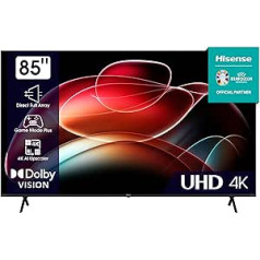 Hisense 85E6KT 215 cm (85 Inch) TV, 4K UHD, HDR, Dolby Vision, Triple Tuner DVB-C/S/ S2/ T/ T2, Smart TV, Bluetooth, WiFi, Alexa Built-In, DTS Virtual X, Hotel Mode, Black