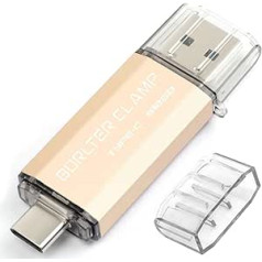BorlterClamp Type C USB-Stick 512GB OTG Speicherstick Dual-Port USB C 3.0 Flash-Laufwerk für Android Smartphone Samsung S10 S9, Huawei Honor, usw., Tablets und PC (Gold)