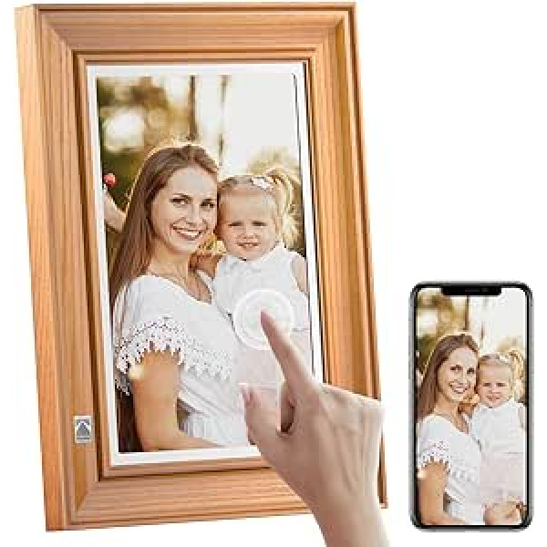 WiFi Digital Picture Frame, HD 1920 x 1200 KODAK Touch Electronic Picture Frame, 10.1 Inches, Intelligent Electronic Picture Frame with 32 GB Memory, Wood Colour