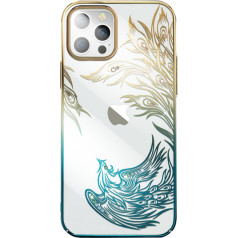 Kingxbar Роскошный чехол для iPhone 14 Plus с кристаллами серии Phoenix, золотого и синего цвета