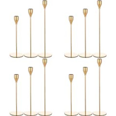 Set of 12 Gold Candle Holders, Taper Candles, Candlesticks, Vintage Candlesticks, Fits 3/4 Inch Thick Candles, Decoration, Home Decor, Wedding, Candlelight Dinner, Anniversary