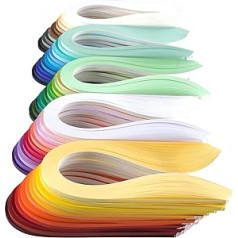 JUYA Quilling Plain Paper Frill Set, 60 Colours, 39 cm Length, 100 Strips Per Pack, Paper Width 3mm