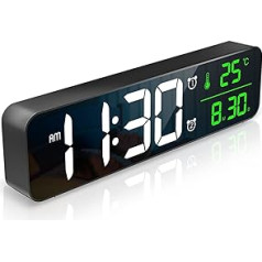 ORIA LED Digital Wall Clock, 10.5 Inch Screen Digital Wall Alarm Clock, Date/Temperature Display, ℃/℉, Time Memory, 2 Alarms, 40 Ringtones/4 Volumes/5 Brightness (with 1.5 m USB Cable)
