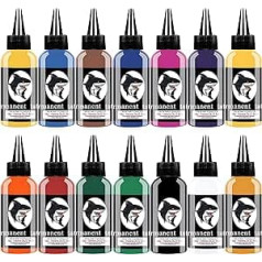 DLD Tattoo Ink Set 14 Primary Colours Micro Paint Set Dynamic Ink Tattoo Supplies Permanent 1 oz (30 ml/Bottle)