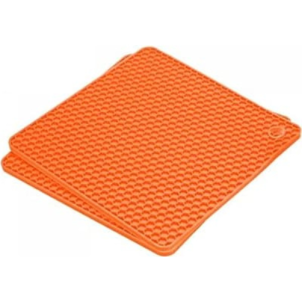 sourcing map Silikon-Untersetzer, 2 Stück, quadratische Hot Pan Pads Hot Pot Holder, hitzebeständige rutschfeste Abtropfmatte für Küchentheke, Tisch – Orange
