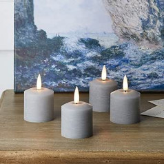 Lights4fun Set of 4 LED TruGlow® Votive Candles with Remote Control and Timer LED Candles Grey Battery Operated Indoor