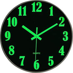 NESIFEE Glow in the Dark Wall Clock 30cm Night Light Wall Clock Silent Non Ticking Battery Operated Wall Clocks for Living Room Kitchen Office Bedroom