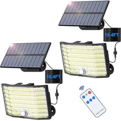 Minpea Solar Lights for Outdoor Use, 226 LED Solar Lights Outdoor with Motion Sensor, 3 Modes Solar Spotlight IP65 Waterproof, 180° Lighting Angle Solar Wall Light for Garden Garage with 5 m Cable, Pack of 2