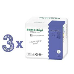 Bambiboo COTTONWEAR Baby Nappies 3 Midi (6-11 kg) Baby Disposable Nappies with Organic Cotton and Plant Substances with Moisture Indicator - 3 x 26 (Pack of 78)