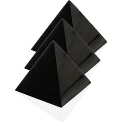 Heka Naturals Polished Shungite Pyramid Crystal Set of 3 | 10 cm - Black Mineral Stones for Decoration & Meditation - Living Room Crystals - Natural Barrier & Cleaner - Fullerenes